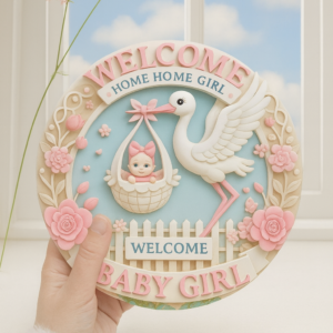 Welcome Baby Girl gekoративна табелка